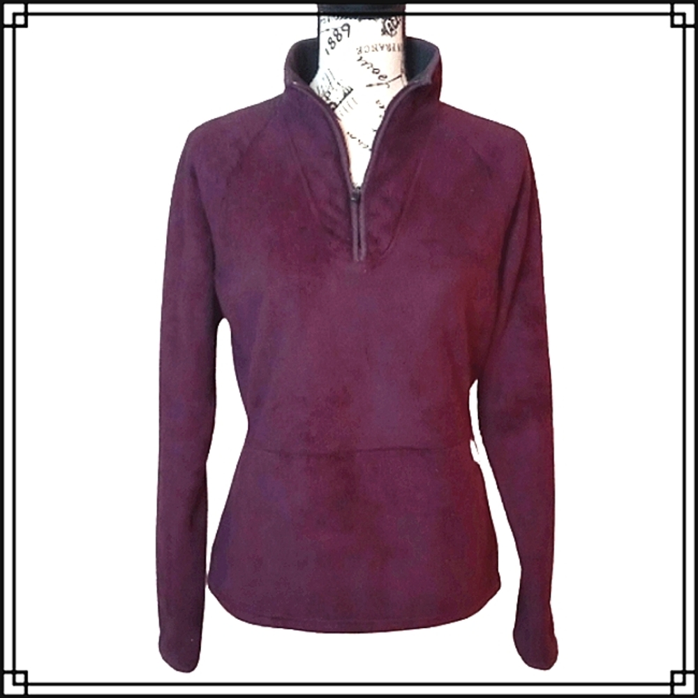North Face Purple Fleece Quarter Zip Pull Over Size Medium